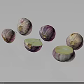 Fresh Purple And White Onions Whole And Halved On Black Background
