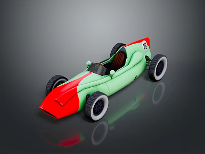 Green And Red Racing Car Model With Open Cockpit Large Wheels And Number 8 3d model