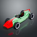 Green And Red Racing Car Model With Open Cockpit Large Wheels And Number 8