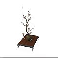 Decorative Vase with Branches and Pink Flowers on Dark Wooden Tray Home Decor Accent