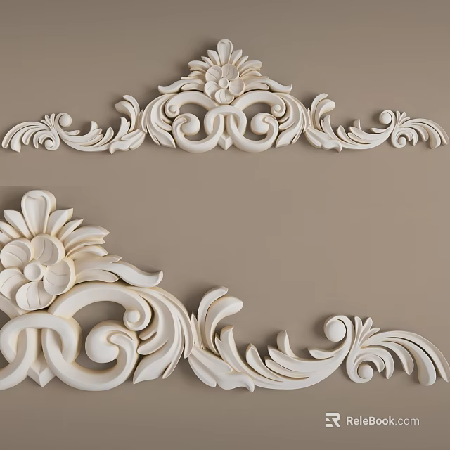 Intricate Floral Carvings With Curved Scrolls And Decorative Patterns For Interior 3d model 