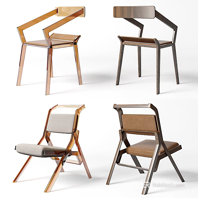Modern Leisure Chairs With Wooden Frames Multiple Cushion Styles And Designs 3d model 