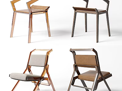 Modern Leisure Chairs With Wooden Frames Multiple Cushion Styles And Designs 3d model