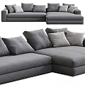 Modern Gray Fabric Sectional Sofa With Spacious Seats And Comfortable Cushions 3d model