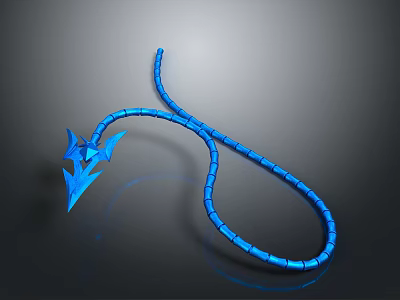 Blue Coiled Whip Weapon With Arrow Head And Metallic Shine Design 3d model