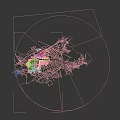 Aerial Planning of Urban Layout with River System Road Networks and Green Spaces