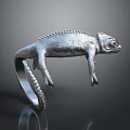 Silver Gray Chameleon Shaped Ring With Metallic 3D Design And Reflective Surface 3d model