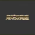 Traditional Square Architecture With Central Courtyard Multi Level Structure And Geometric Floor Pattern