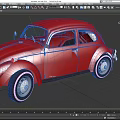 Red Vintage Beetle Car with Illuminated Wheels and Classic Body Design