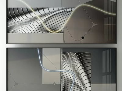 Modern Abstract Wall Art With Curved Lines And Light Effects Decor 3d model