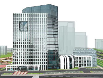 modern office building commercial building 3d model
