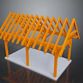 Detailed Orange Roof Truss Model Featuring Triangular Structures And White Base