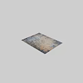 Vintage Square Carpet With Blue Beige Distressed Texture For Living Room Decor