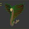 Detailed Mythical Dragon Character With Red Wings And Scaly Serpentine Body