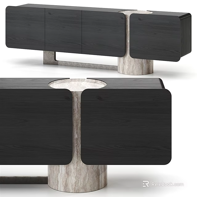 Modern Hallway Cabinet Sideboard With Sleek Wooden Structure And Minimalist Design Elements 3d model 