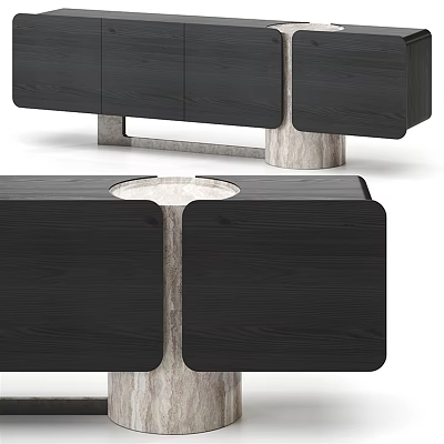 Modern Hallway Cabinet Sideboard With Sleek Wooden Structure And Minimalist Design Elements 3d model
