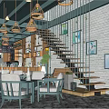 Nordic Cafe Indoor Cafe Sketch 3d model