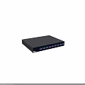 ModernTech Network Switch Black Design With Multiple Purple Green Ports For Office Network Setup