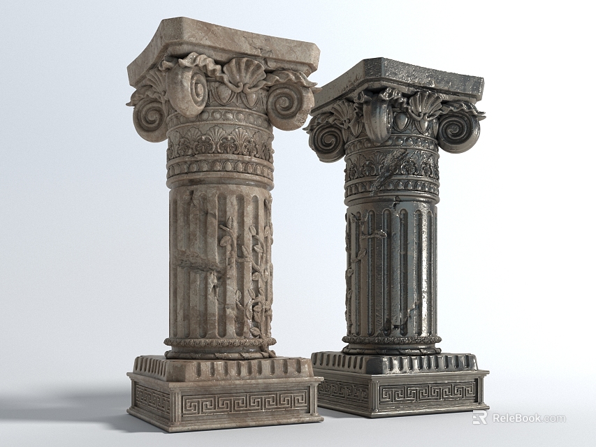 Classic Roman Columns With Intricate Carvings 3d model 