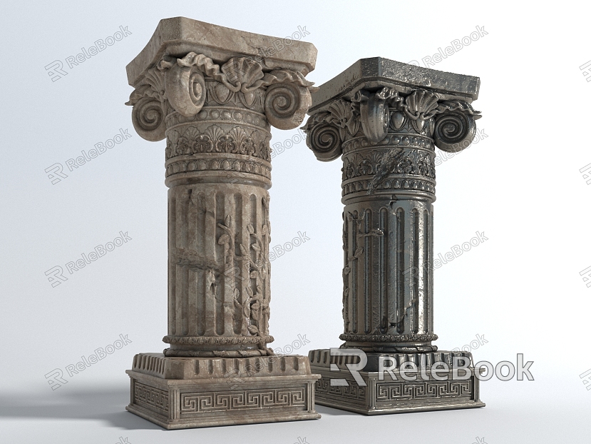 Style Decorative Column Roman Column Column Column Head Architectural Component model