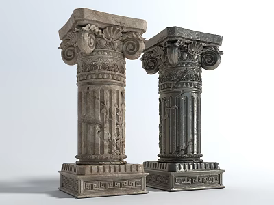 Classic Roman Columns With Intricate Carvings 3d model