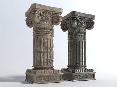 Style Decorative Column Roman Column Head Architectural Component model