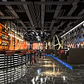 Industrial LOFT Bar Clear Bar Card Seat Area Bar Console Chandelier 3d model