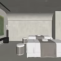 Relaxing SPA Sauna Interior With Two Beds Towels Warm Lighting And Wall Painting