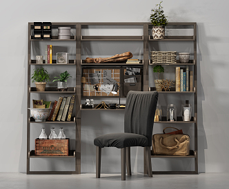 Modern Bookshelf Bookcase Book Jewelry Chair 3d model