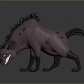 Purple Hyena Game and Movie Character With Black Mane Sharp Teeth Fierce Expression And Spots