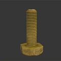 Brass Colored Hexagonal Head Threaded Shaft Metal Bolt Industrial Hardware Component With Reflection