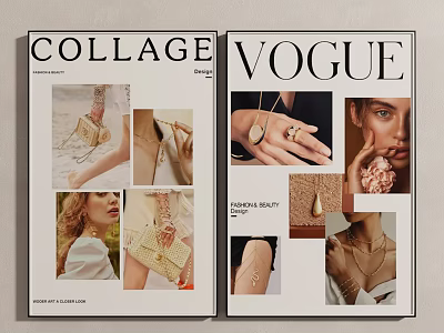 Collage And Vogue Fashion Magazine Covers Featuring Style Collages With Apparel And Accessories 3d model
