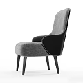 Gray Upholstered Single Sofa With Armrest And Black Legs Modern Design 3d model