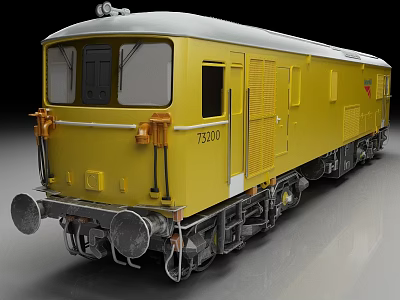 Yellow Train Locomotive Number 75200 With White Roof And Side Doors Design 3d model