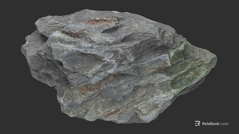 Natural Microtopography With Layered Rock Structure And Gray Red Green Textures 3d model 