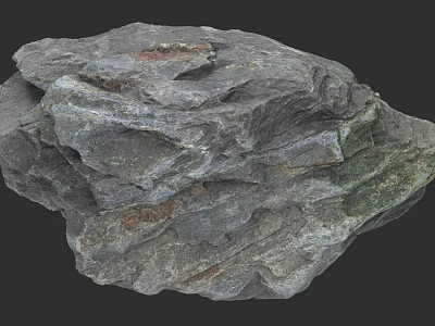Natural Microtopography With Layered Rock Structure And Gray Red Green Textures 3d model