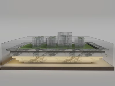 Architectural Building Model With Transparent Casing And Green Lawn Base Structure 3d model