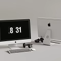 Modern Home Office Desktop Setup With iMac Dumbbells Keyboard And Mouse 3d model