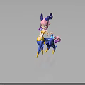 Magical Elf Character With Pink Hair Blue Horns And Blue Deer Body Creature