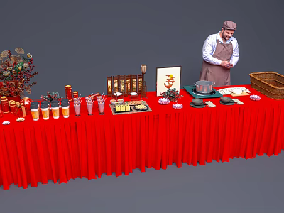 Take Dining Table Cold Dining Table Tea Break Display Table Tea Table New Year Dining Table Lantern Festival DIY 3d model