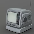 Vintage Old Fashioned Computer Monitor With CRT Screen And Control Buttons