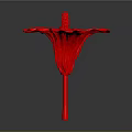 Vibrant Red Flower with Detailed Petals and Long Stem on Dark Background