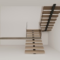 Interspersed with solid wood glass handrails to leak empty stairs 3d model