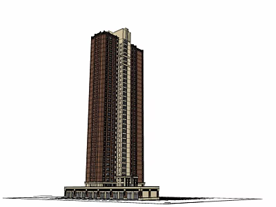 Modern High Rise Residential Building Exterior With Brown Beige Facade And Multiple Windows 3d model