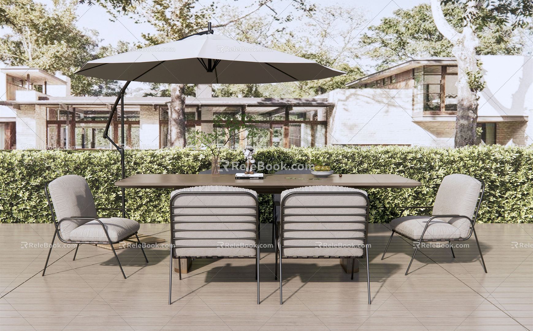 Modern Outdoor Table and Chair Leisure Table and Chair Dining Table and Chair Sunshade Umbrella Leisure Chair 3d model