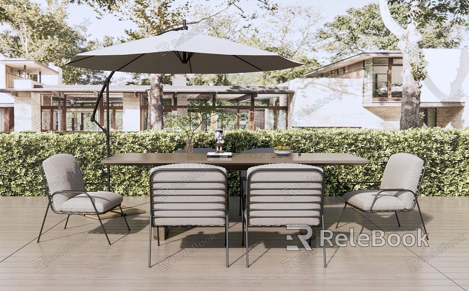 Modern Outdoor Table and Chair Leisure Table and Chair Dining Table and Chair Sunshade Umbrella Leisure Chair model