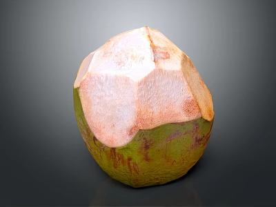 Fresh Green Coconut Fruit With Natural Peeled Surface And Smooth Texture 3d model