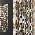 Modern Elegant Chandelier With Diamond Shaped Crystal And Metallic Geometric Design Elements 3d model
