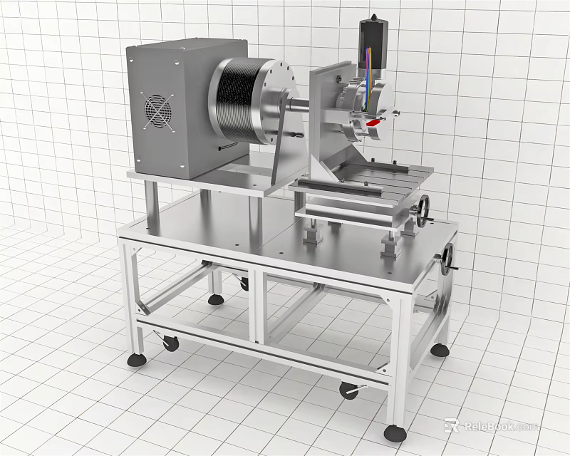 Industrial Processing Equipment With Stainless Steel Frame Mobile Wheels And Precision Worktable 3d model 