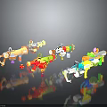 Colorful Plastic Toy Guns With Various Fun Designs And Shiny Reflections For Kids